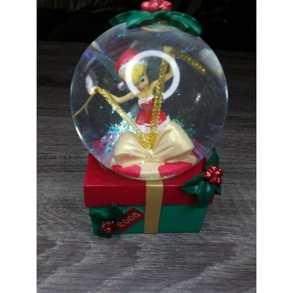 Disney Tinkerbell Snow globe 2005 Christmas 5" Sparkle Glitter‎ Fairy Retired - Picture 1 of 6